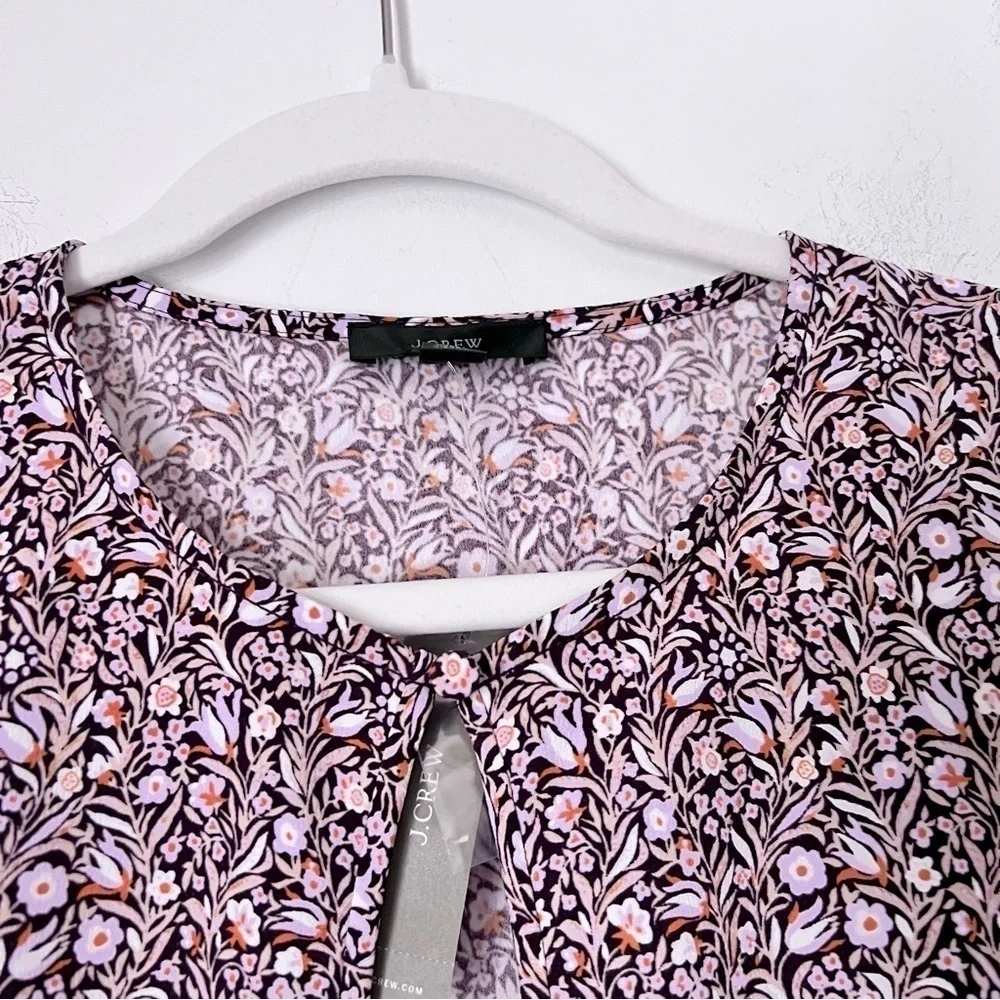 J. Crew Puff-Sleeve Satin Back Crepe Top Floral Flourish Blouse BL008 Fall 22